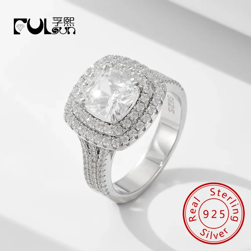 wholesale Classic Luxury silver ring 925 Silver jewellery Micro-Inlaid Zircon Full Diamond Wedding rings jewelry women