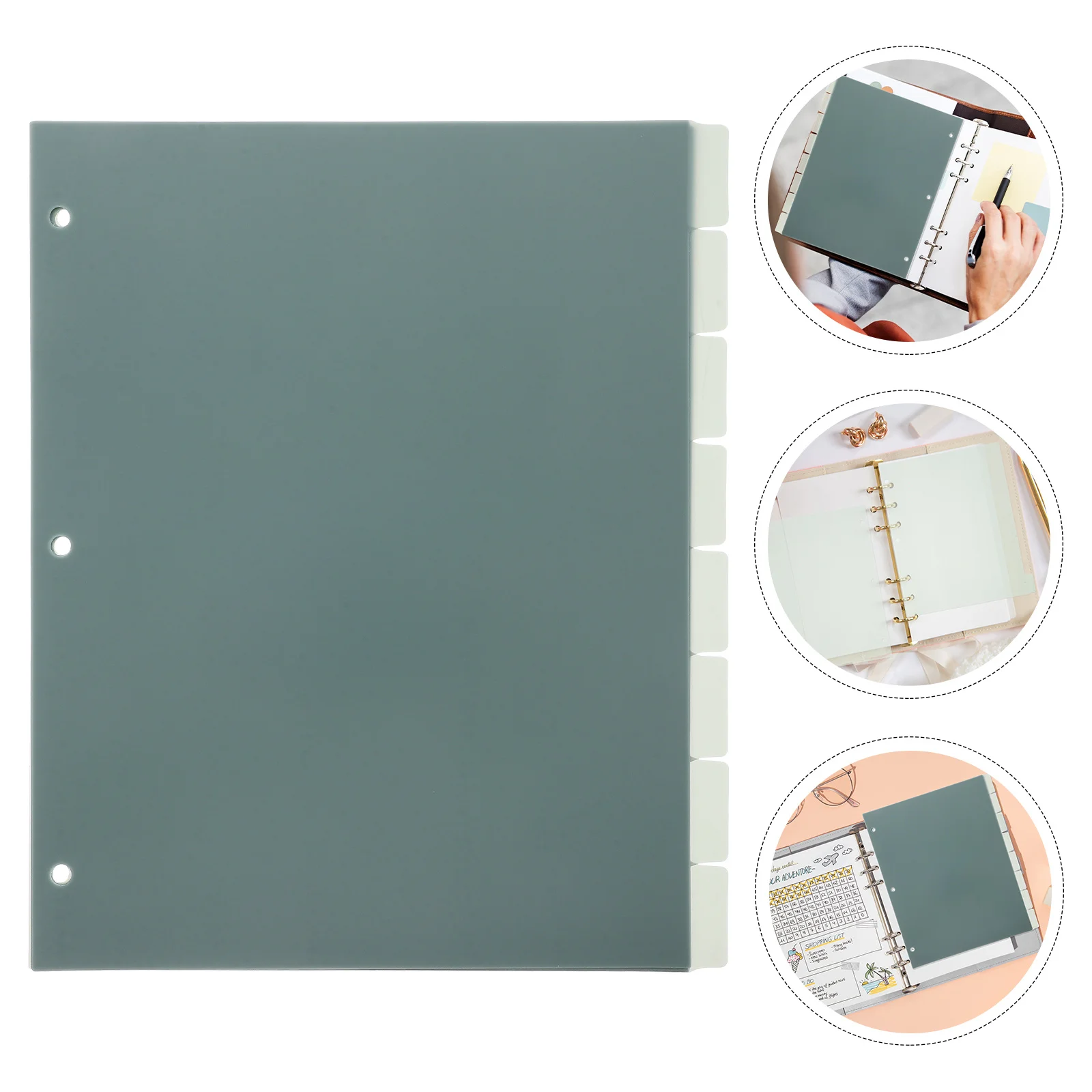 1Set A4 3 Hole Plastic Binder Dividers Tabbed Refillable Loose Leaf Section Organizer Sheets for School Office Filing