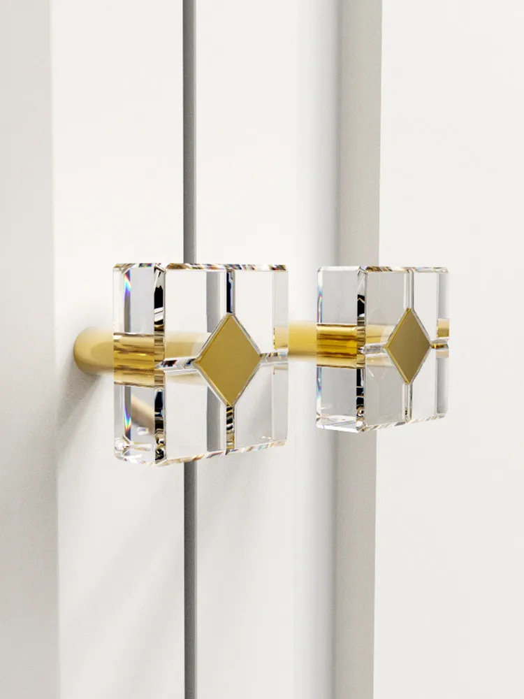 Crystal handle cabinet door brass drawer wardrobe glass door cabinet cabinet handle sliding door modern simplicity