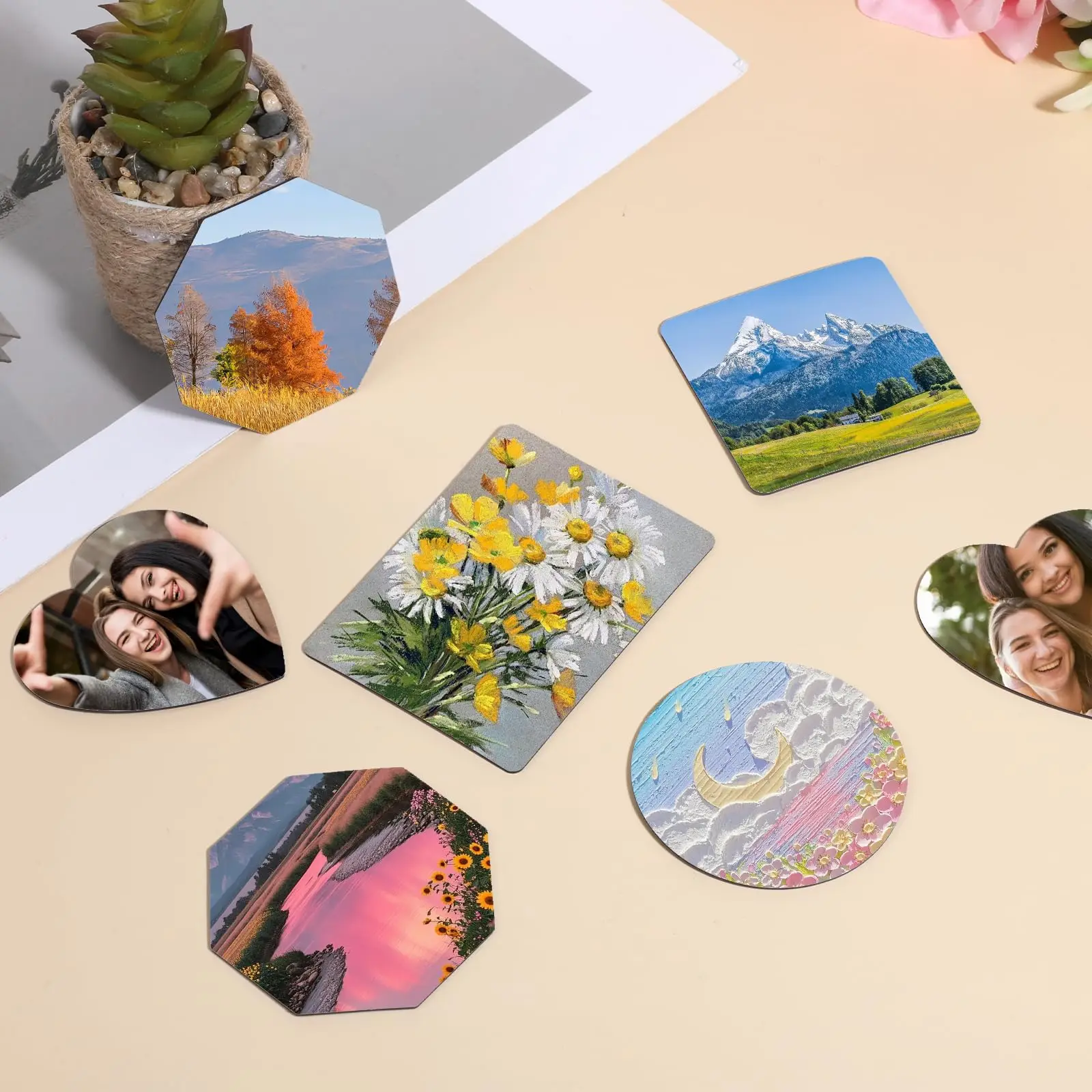 1/3/5pc round Customizable Picture Mini Fridge Ornament Refrigerator Magnet Fridge Magnet Fridge Decor Magnet Magnet Note Holder