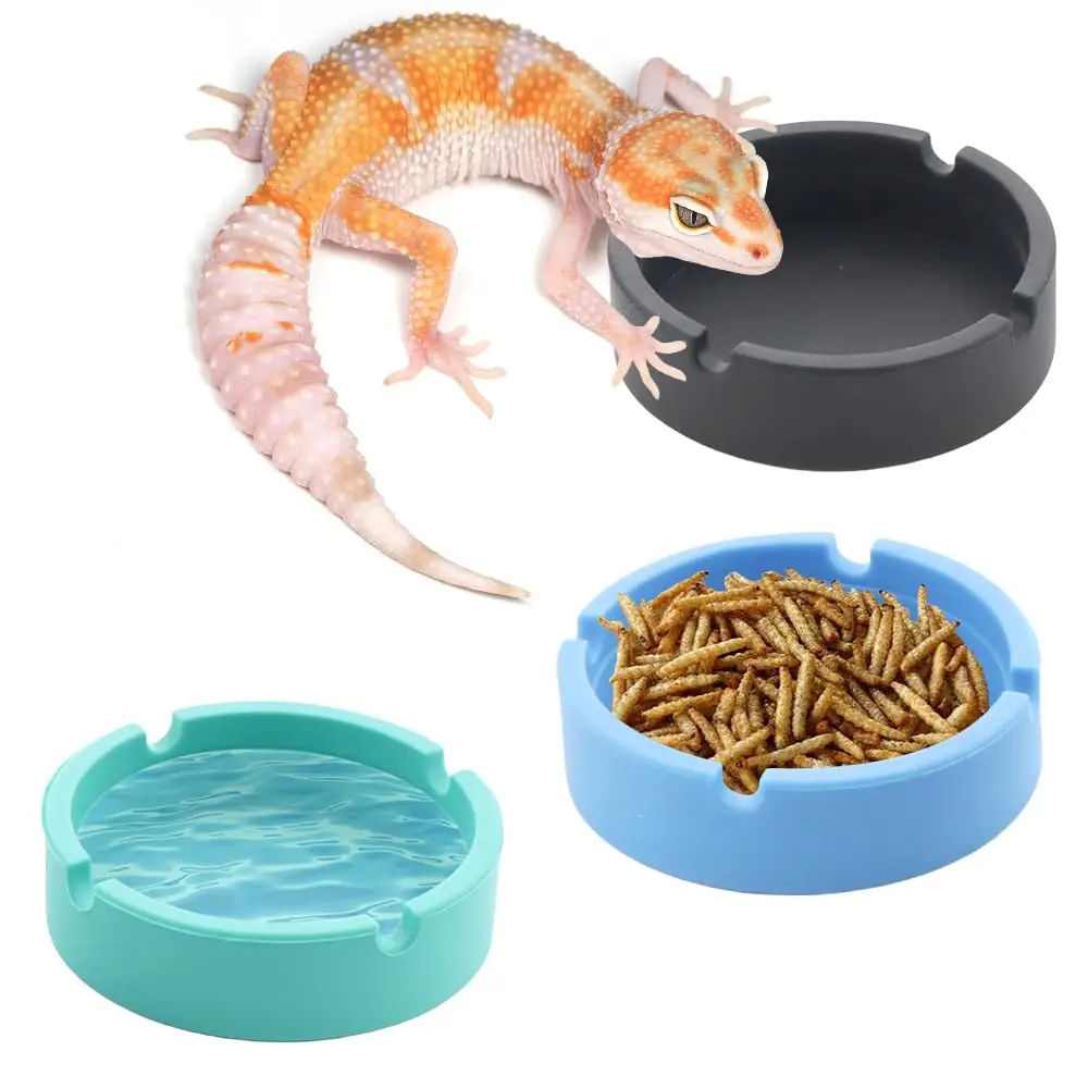 

Набор из 3 силиконовых многоразовых мисок для кормления рептилий: для маленьких рептилий, ящериц, гекконов, лягушек, змей, черепах, раков-отшельников