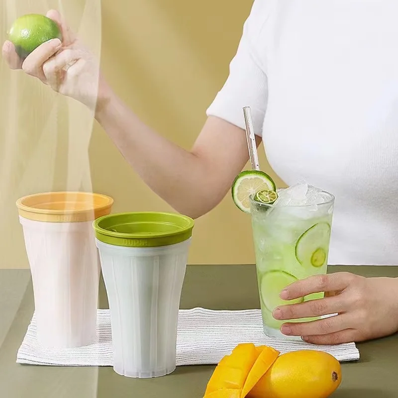 Lidded Freezer Squeeze Cup Home Use Food-Grade Slush Ice Maker Cup Juice Cold Drink Crushed Ice Cup