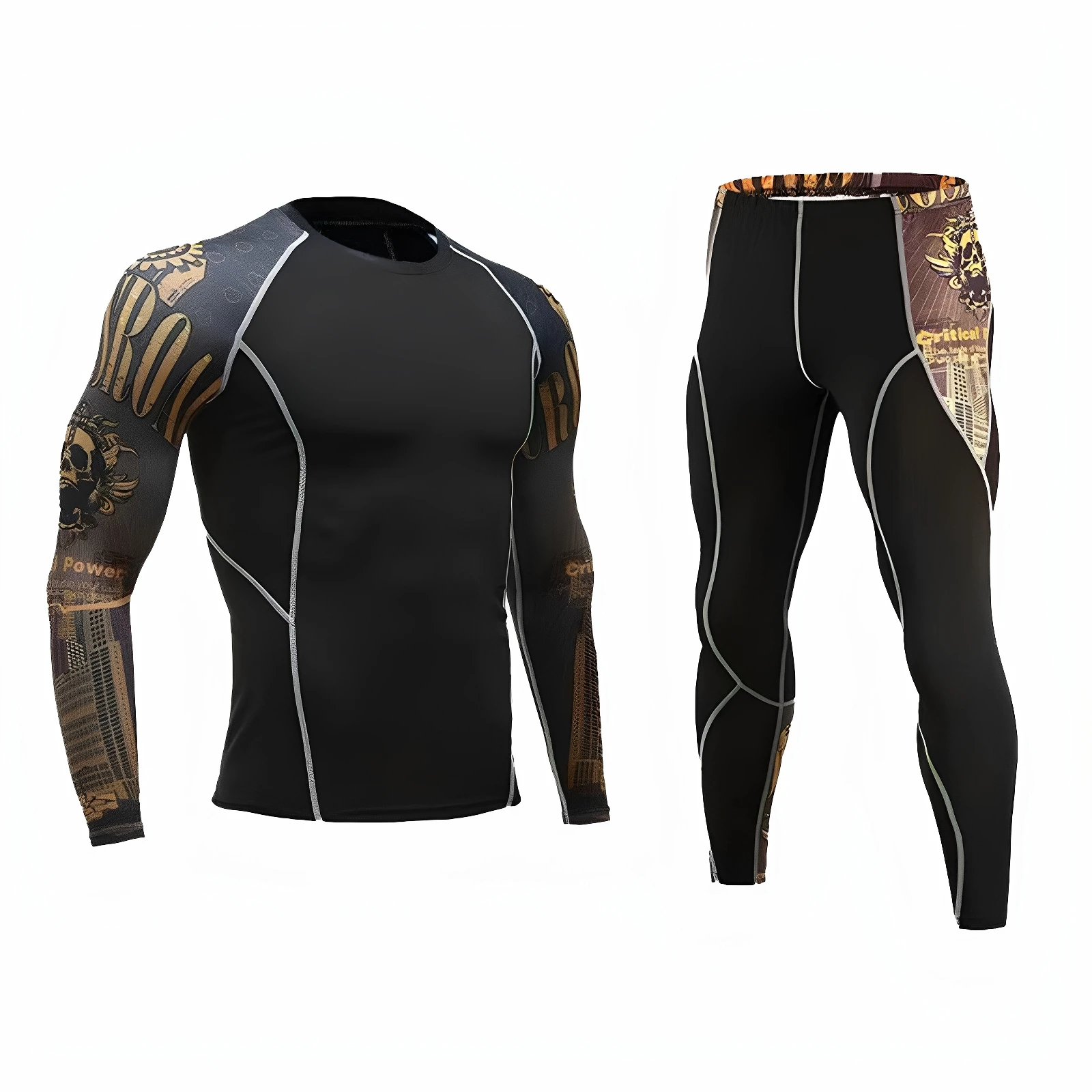 GPCROSS Men Motorcycle Underwears Suits Sport Quick drying Perspiration Fitness Base Layers Tight Tops&Pants Sportswear Underwea
