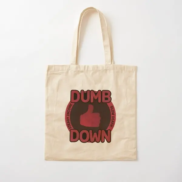 Ruiner Dumb Down Cotton  Canvas Bag Shopper Grocery Designer Fabric Shoulder Bag Travel Tote Unisex Foldable Fashion Ladies