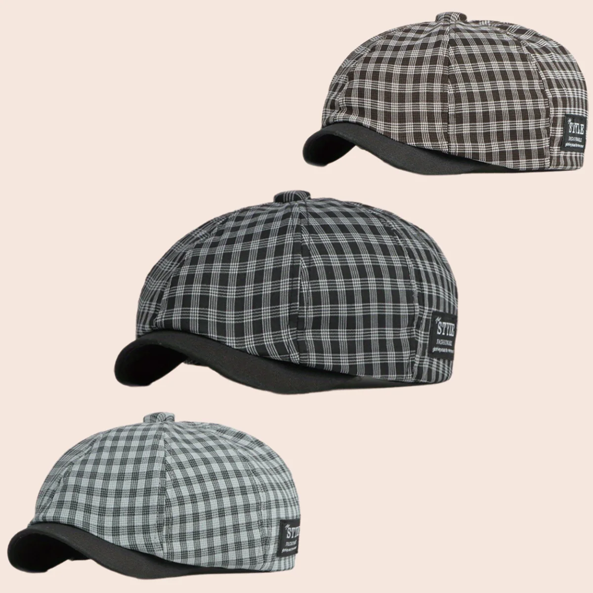 

Unisex Retro Plaid Newsboy Cap Spring Summer Thin Styles Breathable Octagonal Hat England Outdoor Casual Travel Driver Flat Cap