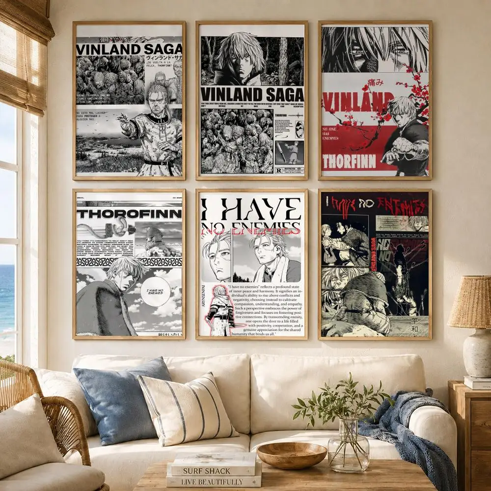 Historical Seinen Anime V-Vinland Saga Poster Versatile HD Waterproof Wall Art Self-Adhesive Decor for Any Space Ideal Gift