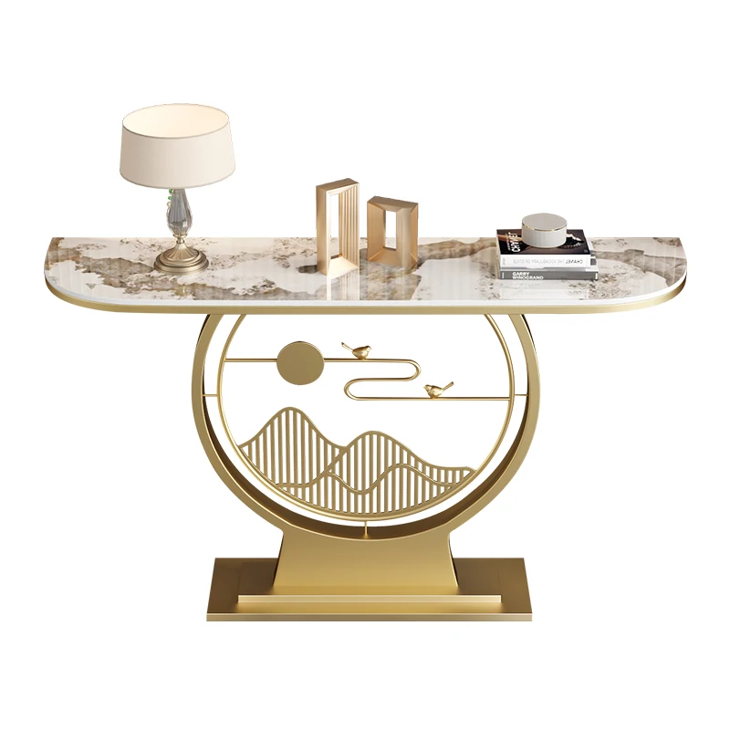 

Light luxury rock slab entrance table Modern simple entry New Chinese decorative art end view creative Against