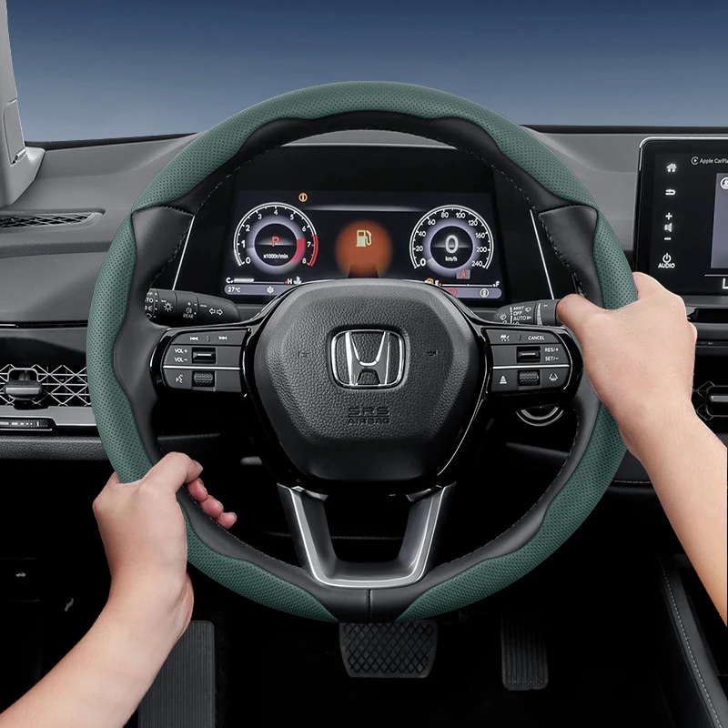 Suitable for Honda's Breathable Holes Leather Steering Wheel Cover Segmented Quick Release Design Non-Slip and Durable Civic Fit 8Th Gen 8 City Accord 9 10 Vezel Freed Breeze 7 Jade Shuttle Xrv Crosstour Insight Stream