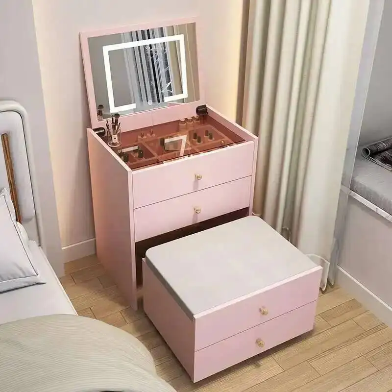 

Makeup Vanity Pink Wood Dressing Solid Dresser Table Bedroom Modern Dresser Drawer Large Wood Chest of Drawer Bedroom Furniture