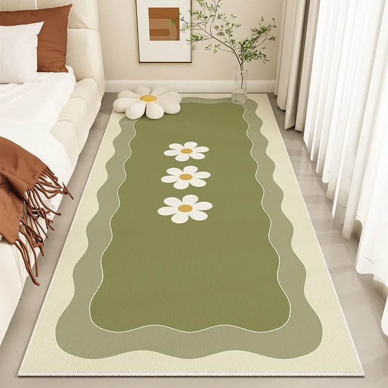 

Bedroom Carpet Bedside Soft Carpets Creamy Style Flower Living Room Decor Floor Mat Home Study Room Cloakroom Wear-resistant Rug