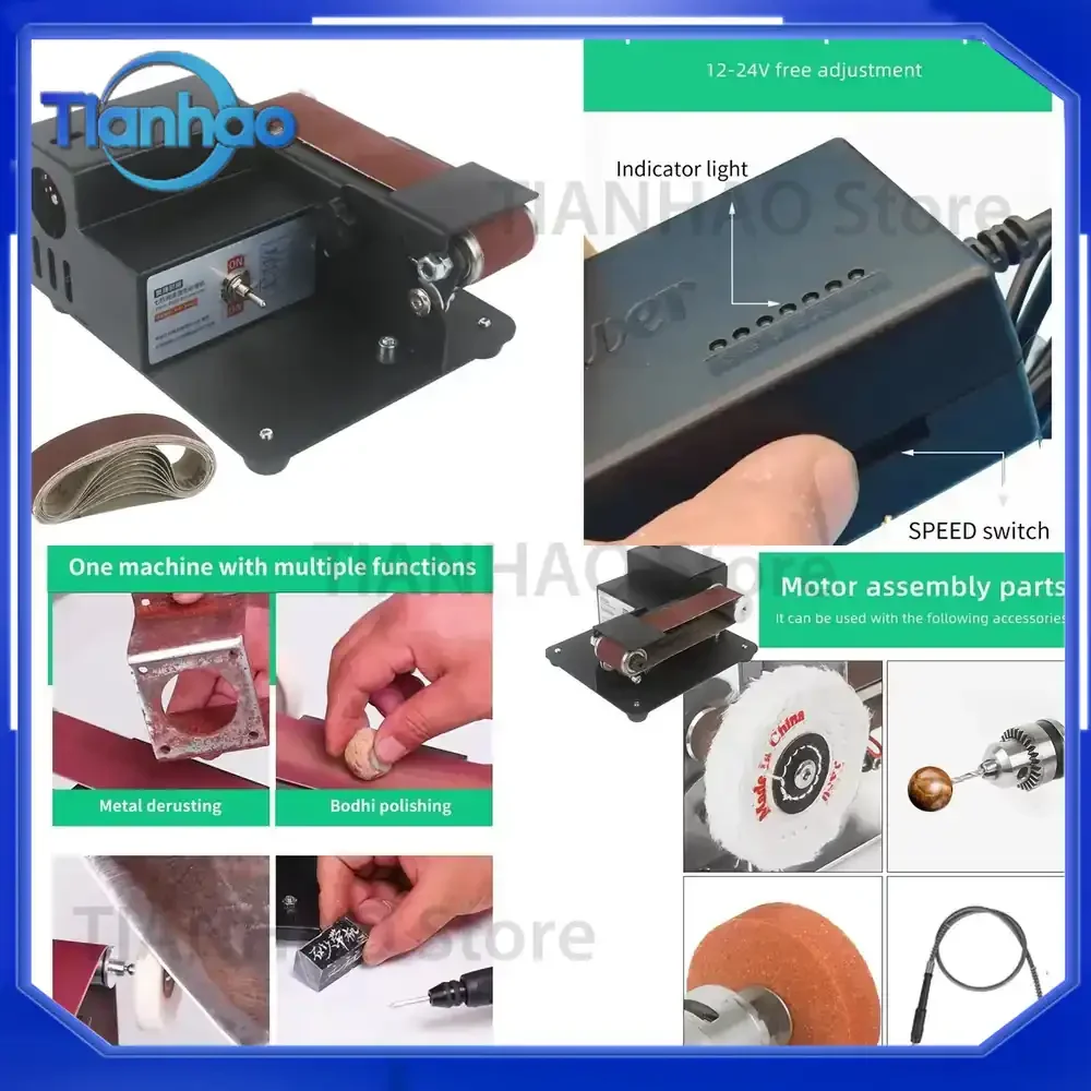 Mini Electric Belt Machine for DIY Multifunctional Polishing Grinder Electric Knife Grinder Sharpener Edger