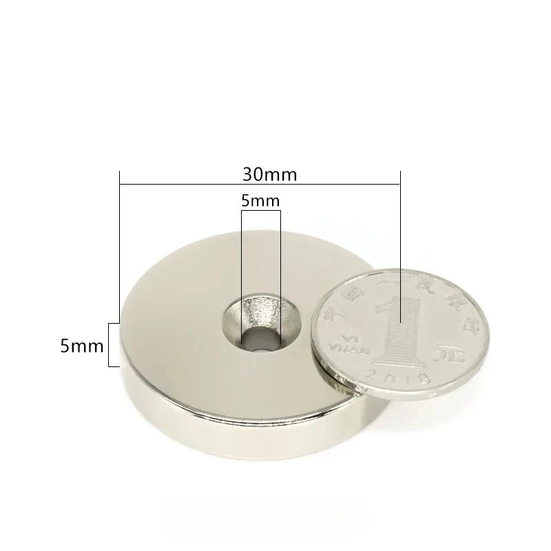 10 pcs/lot Diameter 30mm × Thickness 5mm - Hole diameter 5mm N52 High-strength countersunk hole mag-net