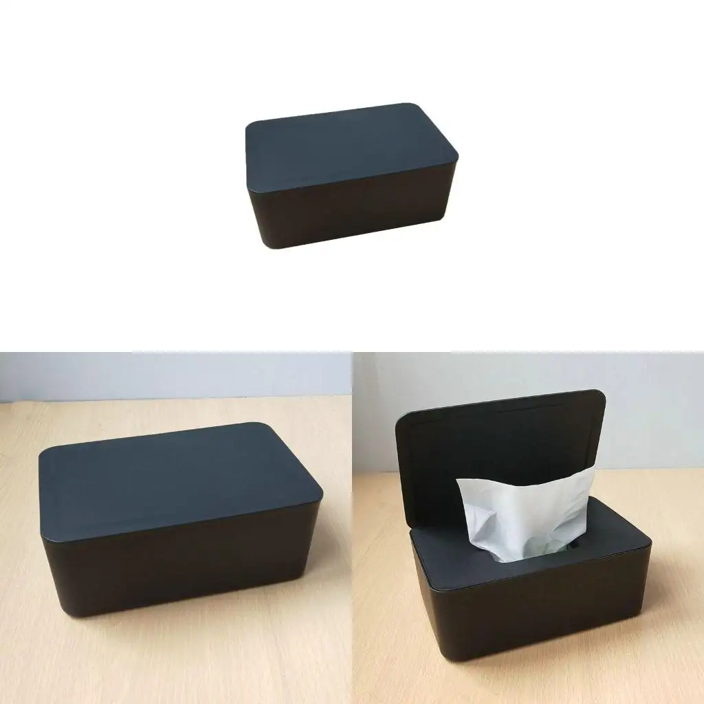  Black Wipes Dispenser with Cover Household Hotel Utility Paper Container for Cas