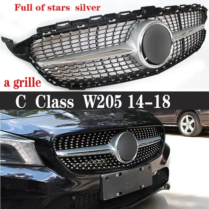 

Suitable For Mercedes Benz C Class W205 C260 C200 C180 GT Style Grill Front Bumper Movement Grille Star net 2014-2018