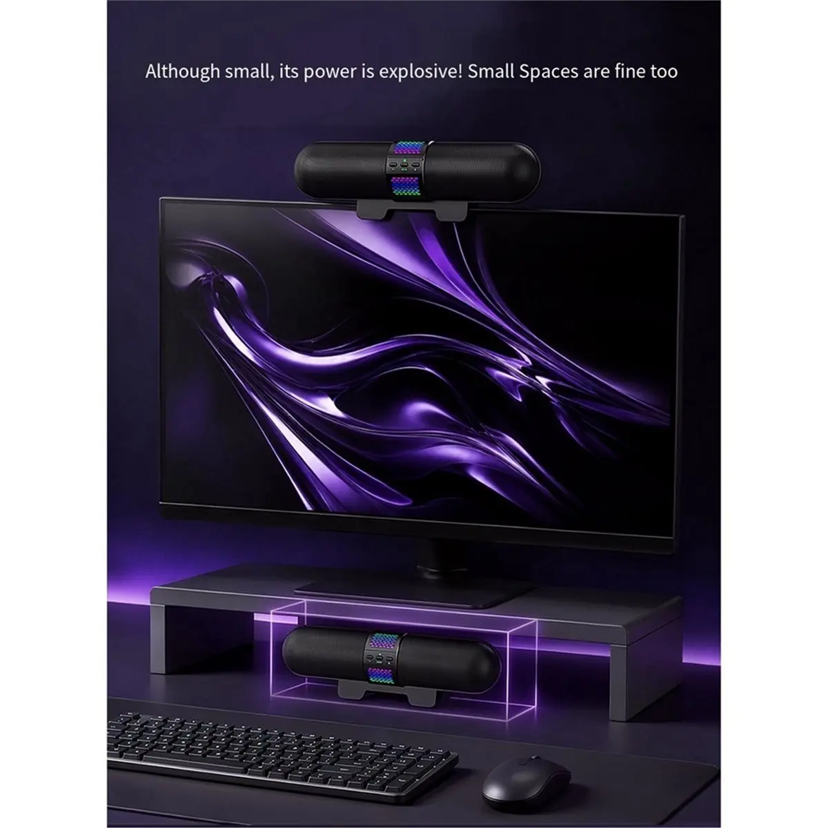 RGB Gaming Sound Bar Esports Speaker Bluetooth Computer Desk 2.0-Inch HiFi Speaker 12W Sound System 120Hz-20KHz