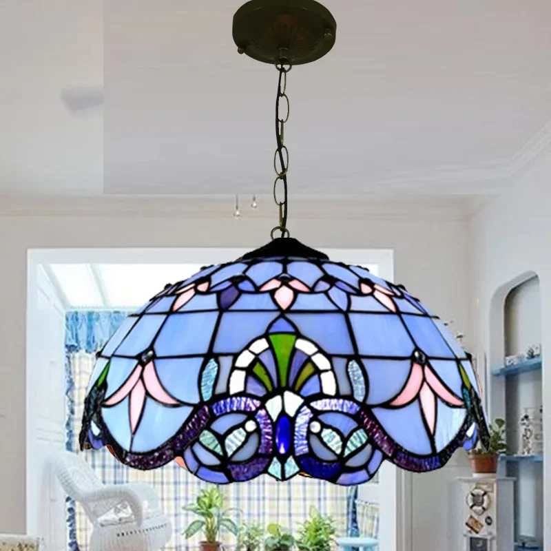 Tiffany Pendant Lights Kitchen Dining room Hallway Handmade Glass Hanging Lamp Indoor Nordic Home Decor Peacock Pendant Lamp