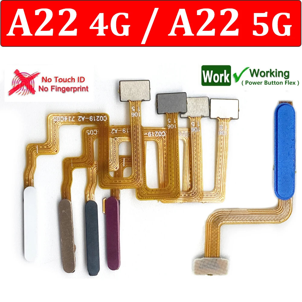 NEW Tested For Samsung A22 4G 5G Power Home Button Menu Return Key Flex Cable NO Touch ID Fingerprint Recognition Sensor