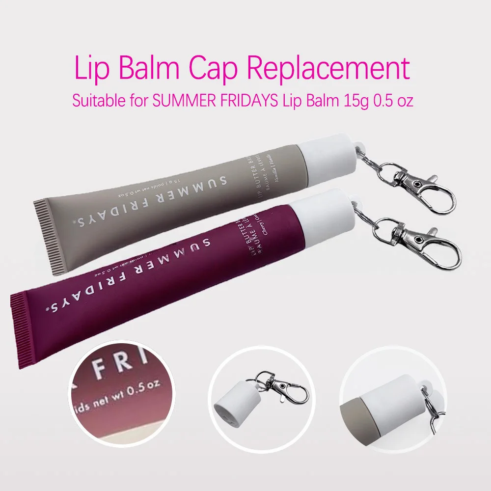 Keychain Holder for Lip Gloss Summer Fridays Lip Balm Holder Keychain - Portable Lipgloss Cap Compatible with Summer Fridays