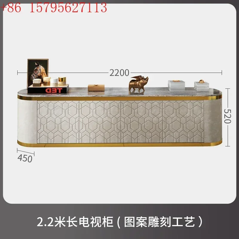 

V Light luxury TV cabinet Italian living room modern fashion marble coffee table TV floor cabinet combination