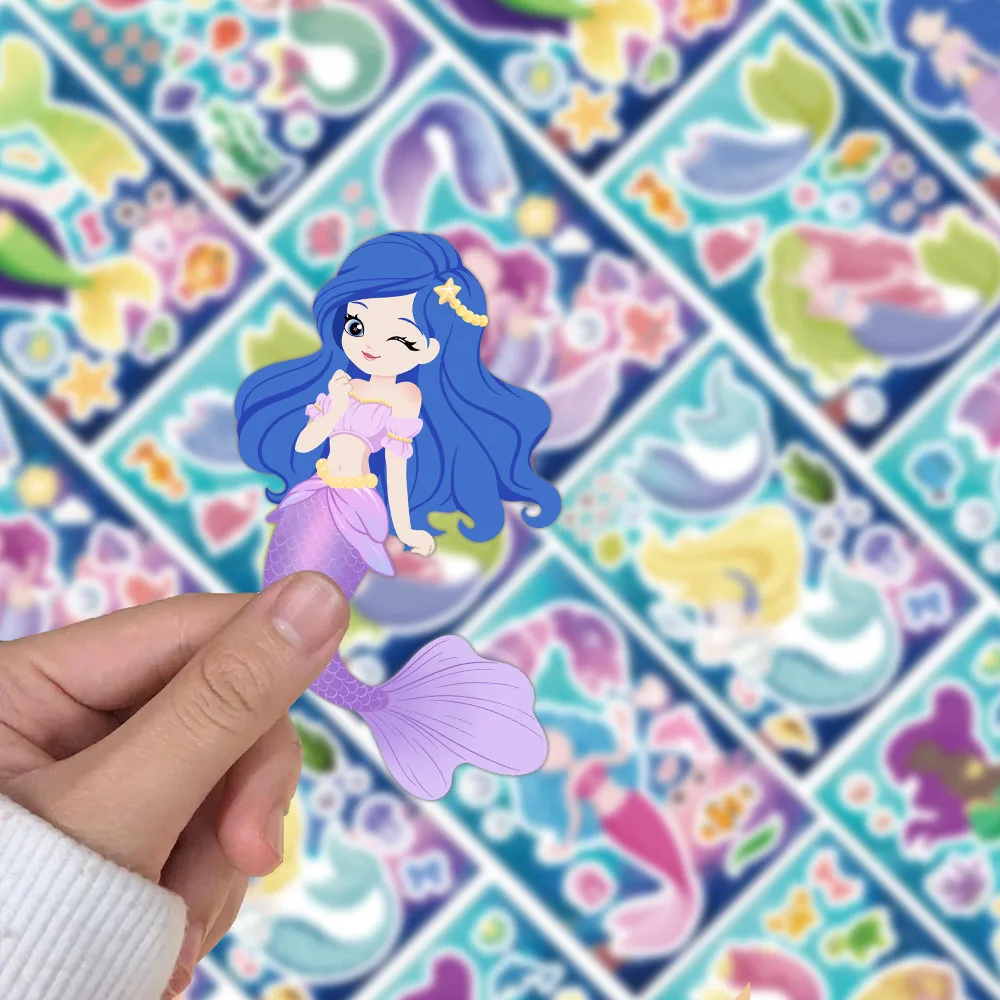 8/16PCS Creative Mermaid Sticker diy Notebook Handbook Sticker Material Sticker image 3