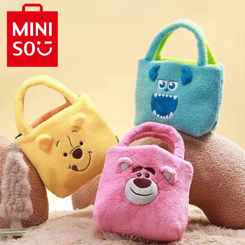 

MINISO Cartoon Disney Plush Carnival Series Cute Lotso Plush Bag Sullivan Double-sided Handbag Pooh Bear Portable Bag Girl Gifts