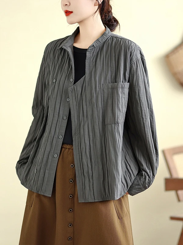 

Outlets Winter Design Texture k Stripe Irregular Simple Anti-Aging irt Jaet Women's Loose Fit Long Sve Polyester Fiber