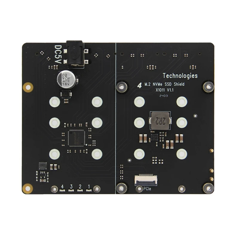 

A75T X1011 Pcie To Nvme Shield Hard Disk Expansion Board Support Four 2280/2260/2242/2230 M.2 Nvme Ssds For Raspberry Pi 5