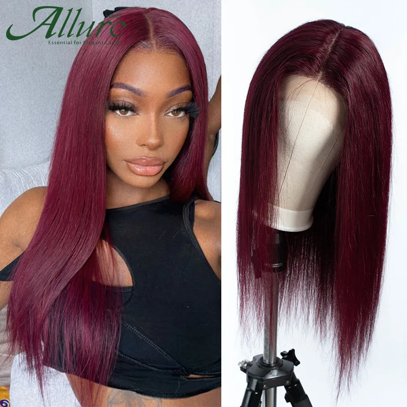 99J parrucche per capelli umani con parte anteriore in pizzo dritto parrucche per capelli neri da donna colorate bordeaux 13x5x1 mette in evidenza parrucche per capelli brasiliani Allure