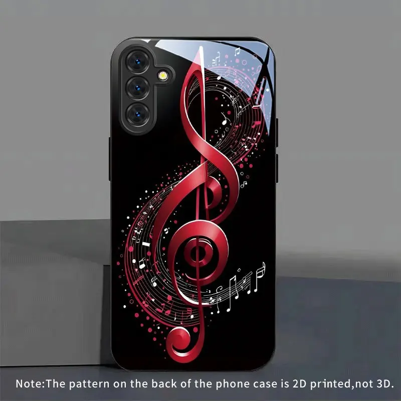 Creative red music spectrum tempered glass phone case suitable for Samsung GalaxyS26 S25 S24 S22 S21 S20FE/Ultra/Plus5Ganti drop