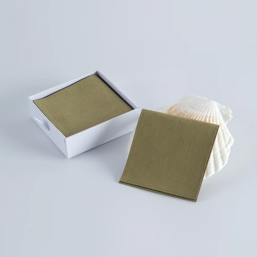 100 Green Microfiber Velvet Gift Bags 6x6cm 8x8cm 9x9cm Small Size Ring Earring Stud Jewelry Storage Pouches Luxury Makeup Sack view 5
