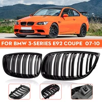Parrilla de riñón de parachoques delantero para BMW E92 E93 M3 2006-2009, rejilla de doble línea negra brillante, pieza de repuesto de rejillas de carreras de estilo de coche