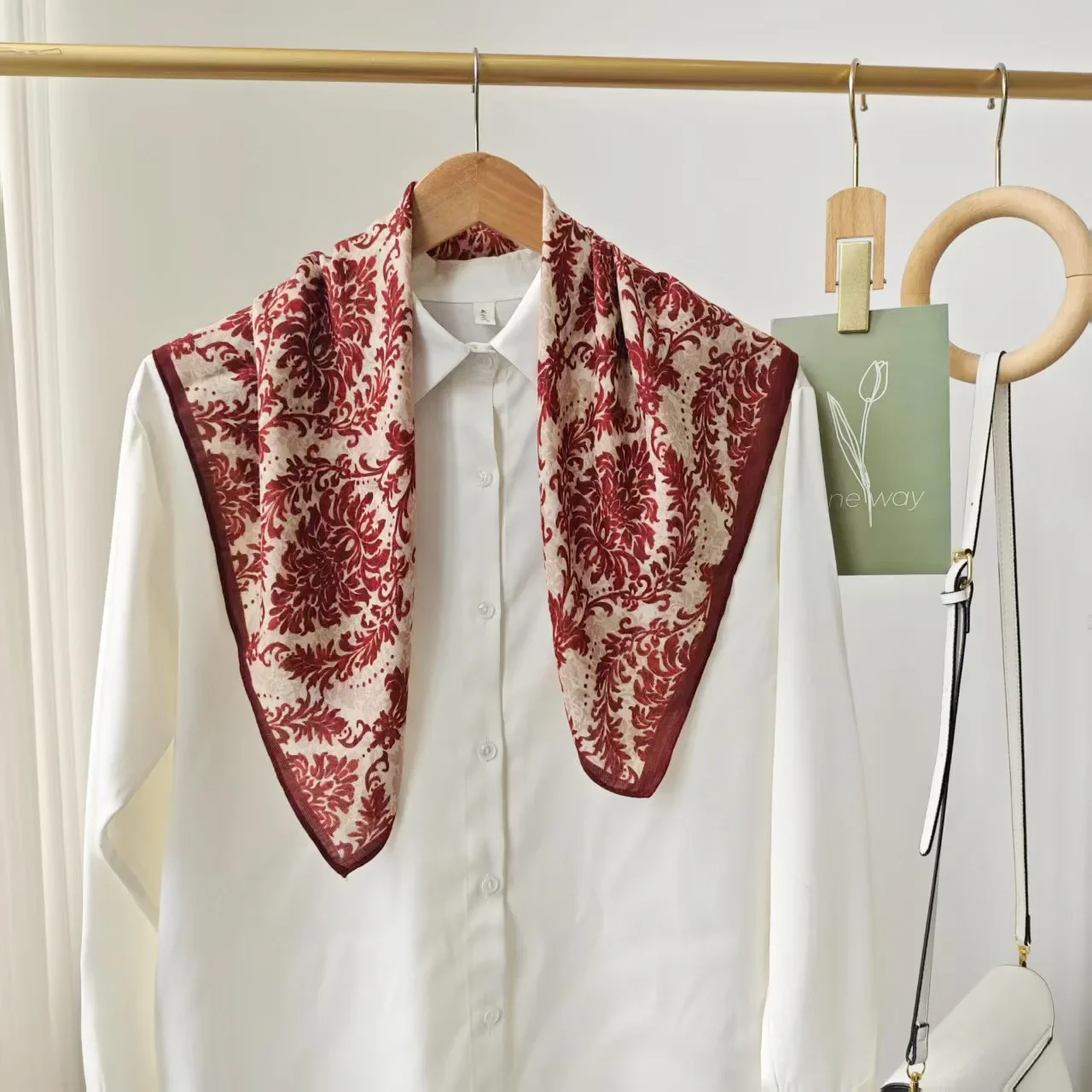 وشاح مربع صغير فني عتيق من القطن والكتان على الطراز الكوري، وشاح رأس، وحماية الرقبة للربيع والخريف للنساء