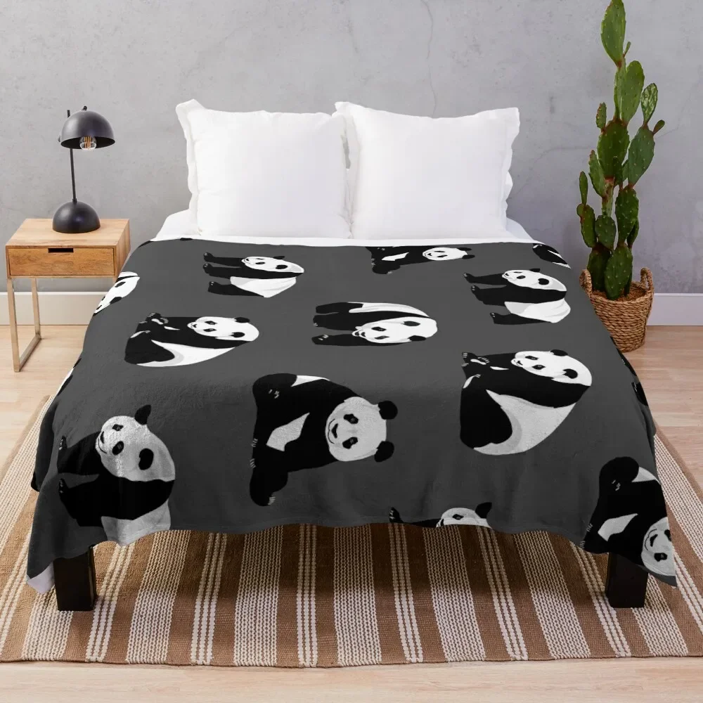 

Pandas on Grey Throw Blanket Blankets For Baby Soft Big Travel Blankets