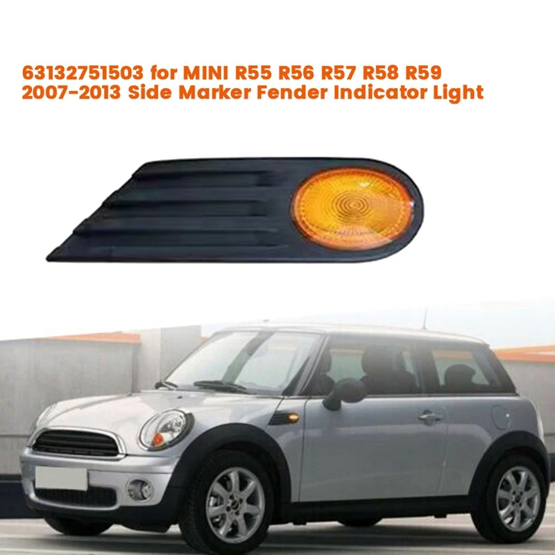 1 par de luces indicadoras de guardabarros 63132751503 / 63132751504   Para MINI R55 R56 R57 R58 R59 07-13 Panel embellecedor de señal de marcador lateral