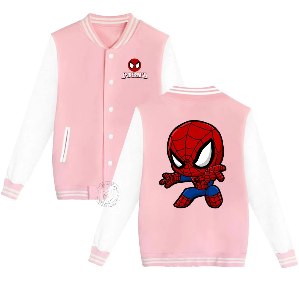 Kids Fall/Winter Spider-Man Printed Youth Baseball Uniforms Thickened warm stylish coats for boys and girls ages 2-14