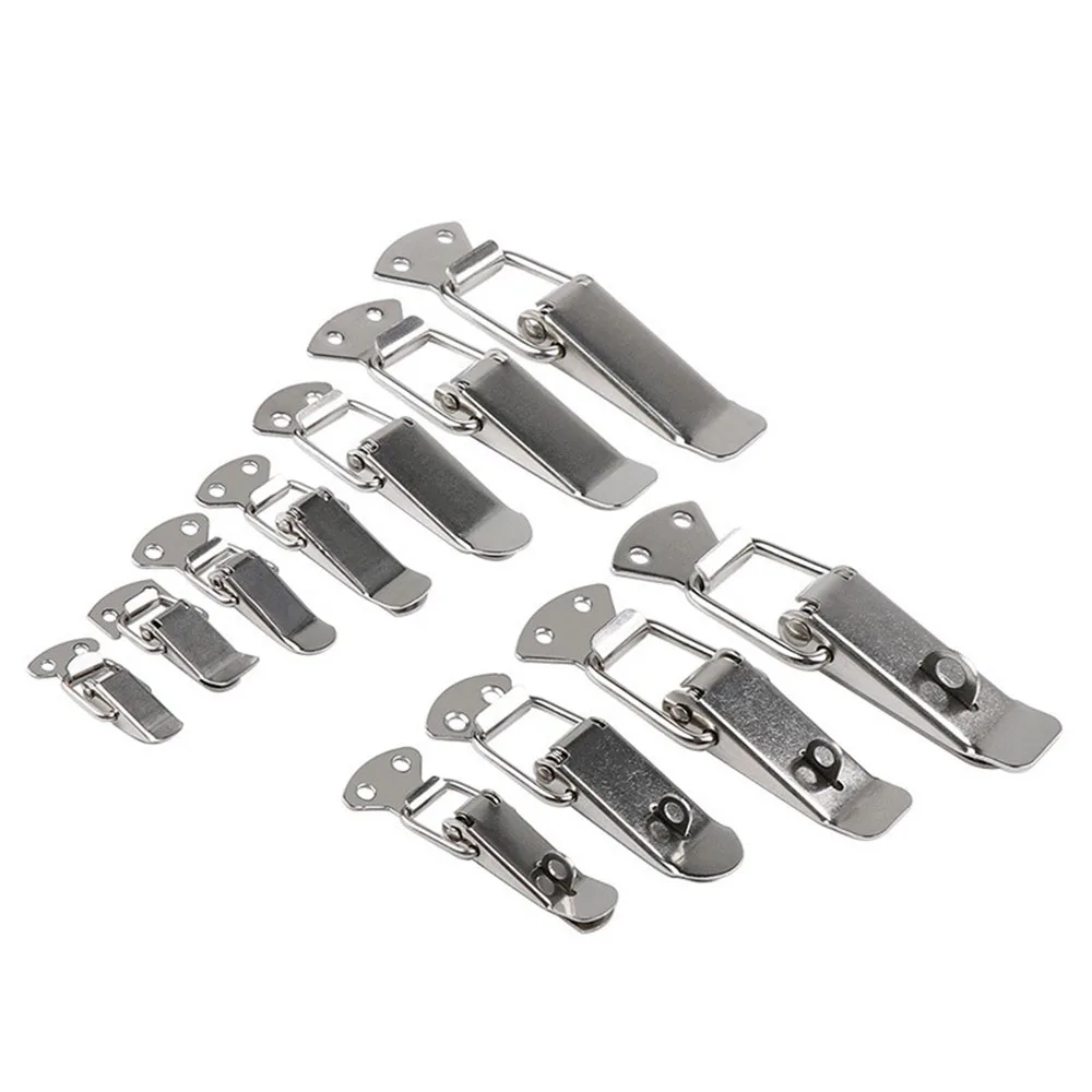 1PC Toggle Stainless Steel Spring Hasp 304 Stainless Steel Box Cabinet Spring Lock Hasp Transport Box Tower Buckle Accessories