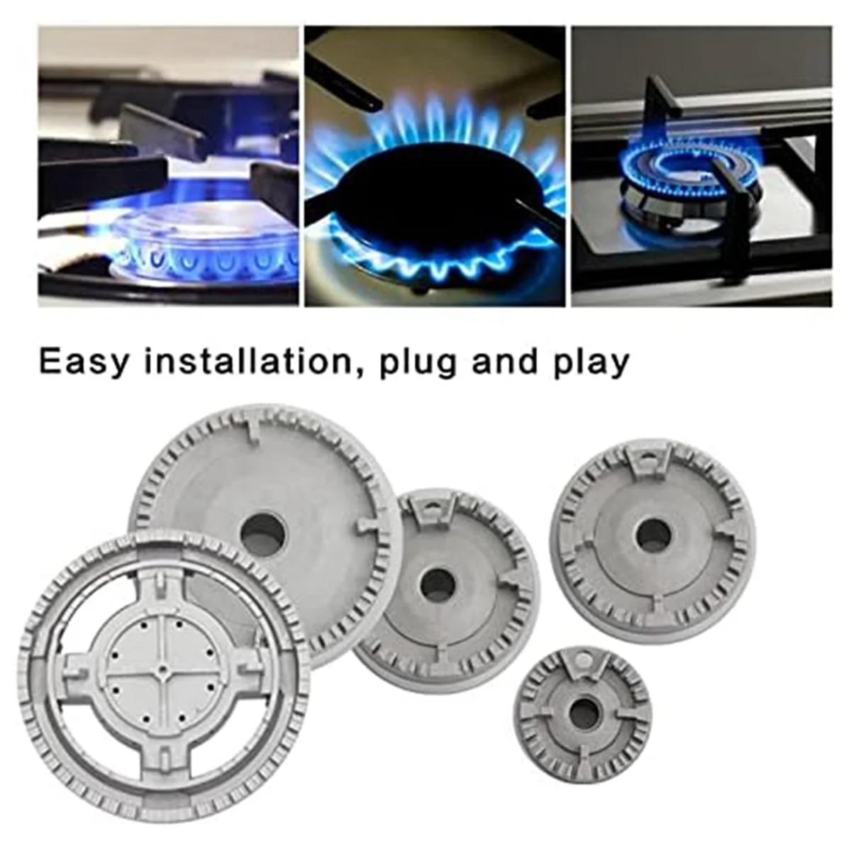 Upgrade Cooker Hat Set Oven Gas Hob Burner Crown Flame Cap Cover for Kitchen Fit for SABAF Stove Handles Lid