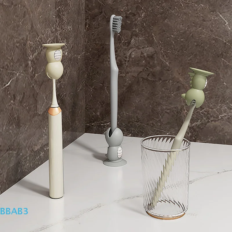 

【B】Tooth Brush Cover Caps Stand Cute Standing Portable Travel Toothbrush Head Cover Cute Dinosaur Shape Silicone Suction Cup