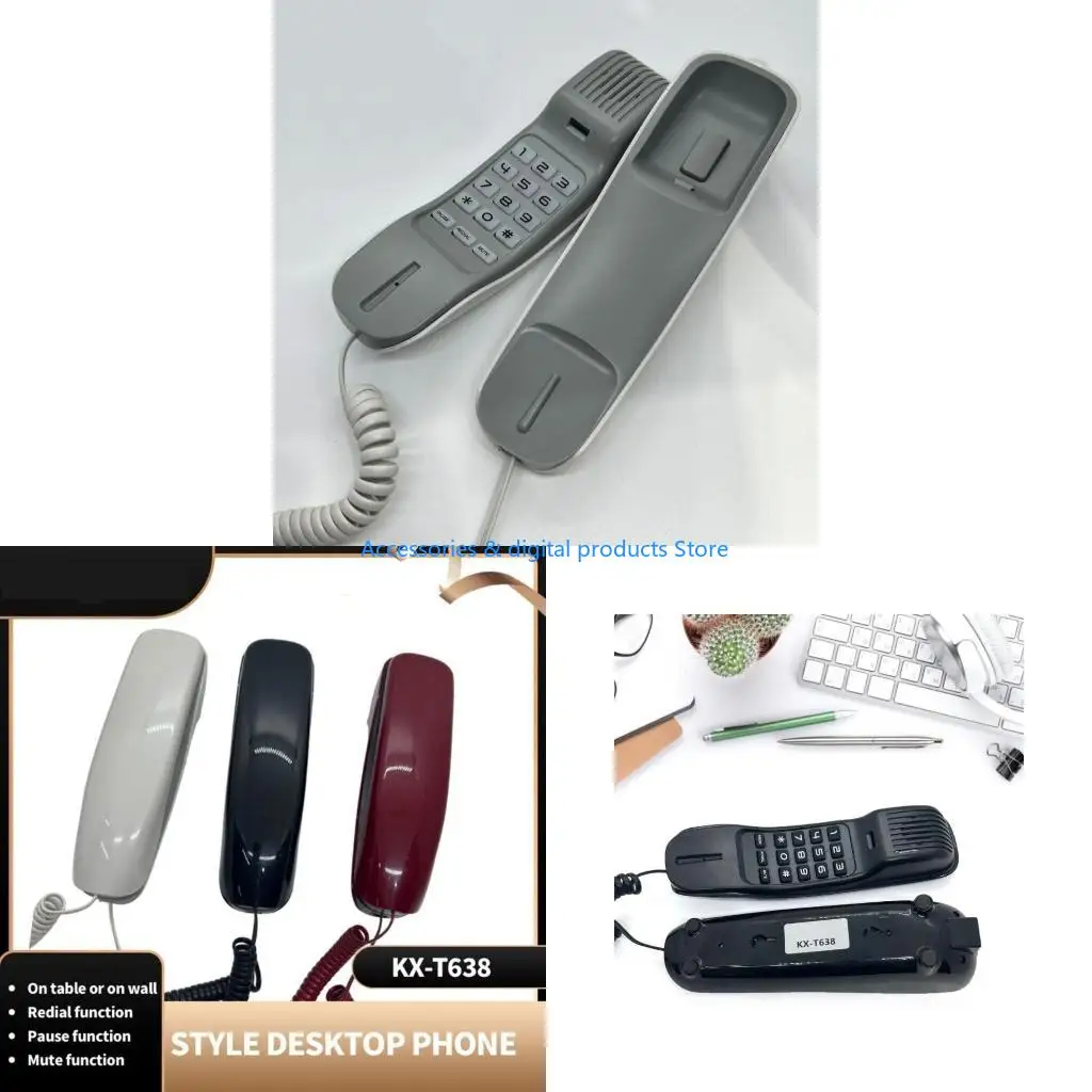 77JD KX-TT638 Mini Telephone Wall Mount Telephone Wall Phone Fixed Landline REDIAL