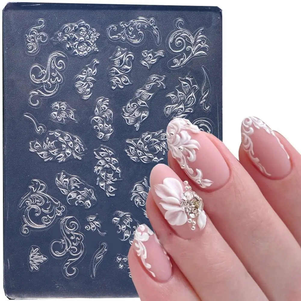 New 3D Snowflake Nails Art Silicone Mold Pad Winter Sweater Relief Mould Gel Stencils Design DIY Nail Carving Manicure Tool