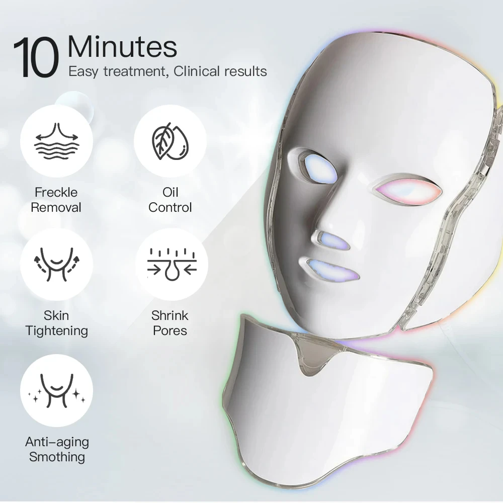 Skin Care Machine 7 Color Led Mask Beauty Facial Mask Red Light Therapy Masks For Face And Neck Skin Rejuvenation