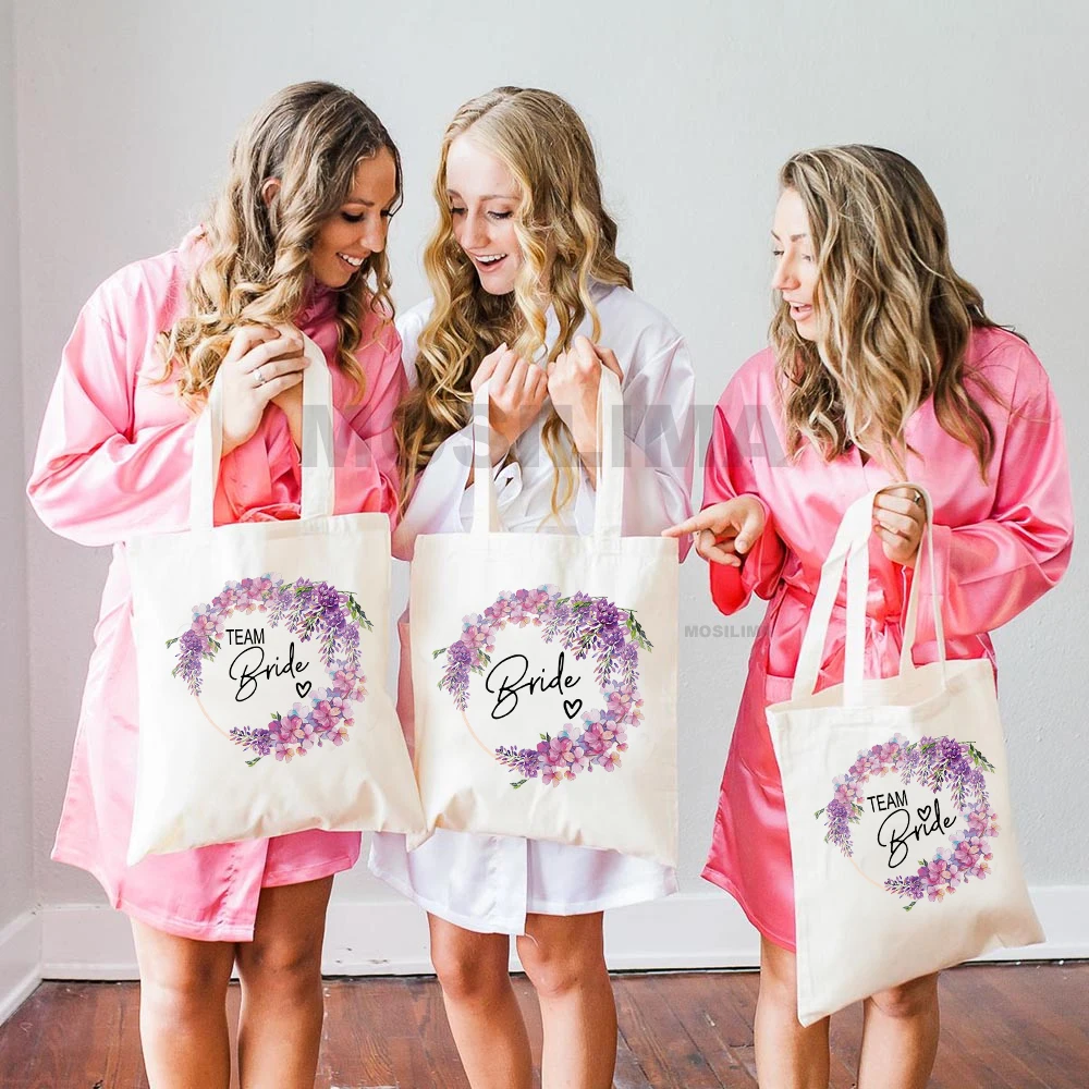 Bachelorette Party Print Shopping Canvas Bag Wedding Female Shoulder Bag Team Bride Bachelorette Women Handbag 35*40CM TF7J