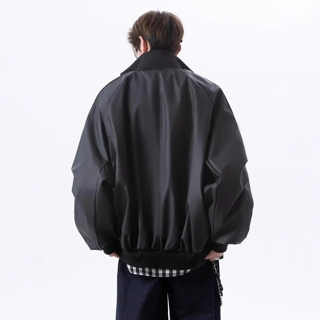 

American Sle Brown Motorcycle Jaet Мужская осенняя высококачественная верхняя одежда Feeling Haome Flight Модная свободная основа с воротником-стойкой...