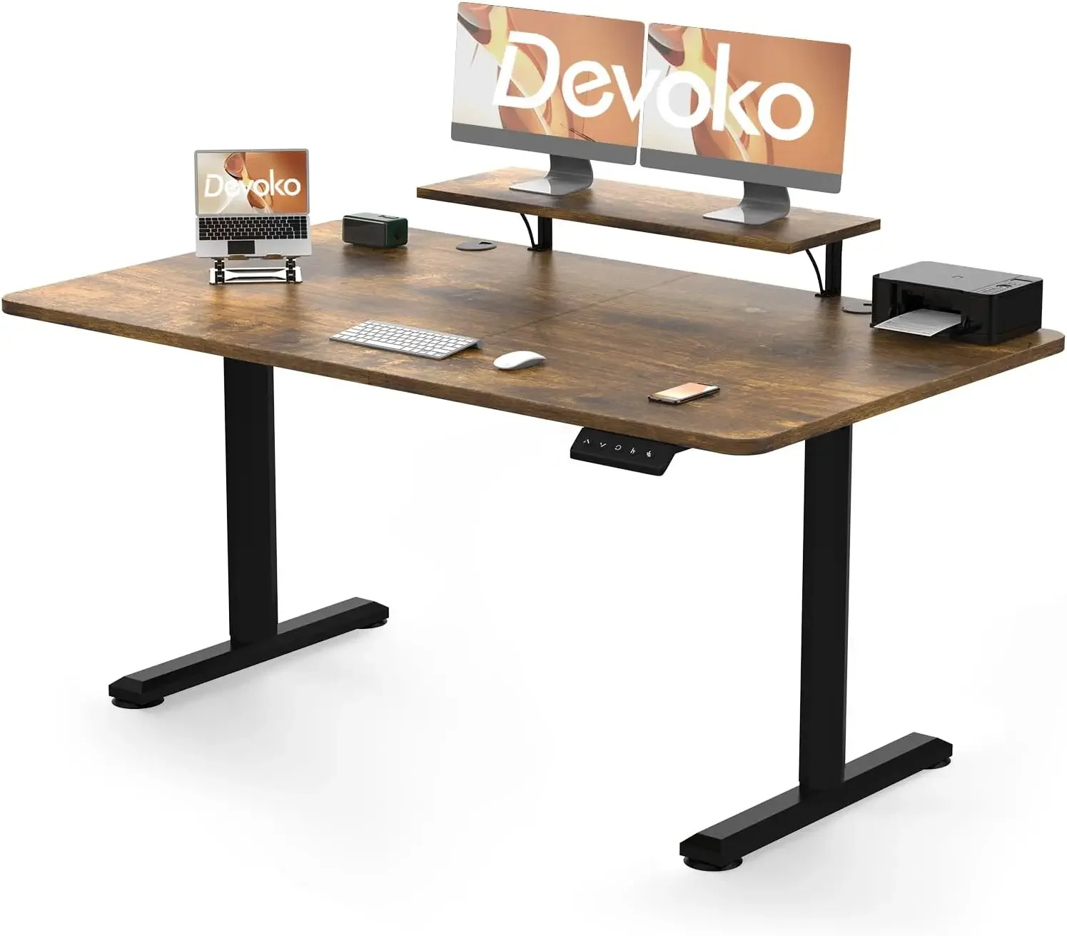 

Escritorio Elevable Eléctrico con Tablero 160 x 70cm, Escritorio Regulable en Altura 73-118cm, 2 Opciones de Memoria Inteligente