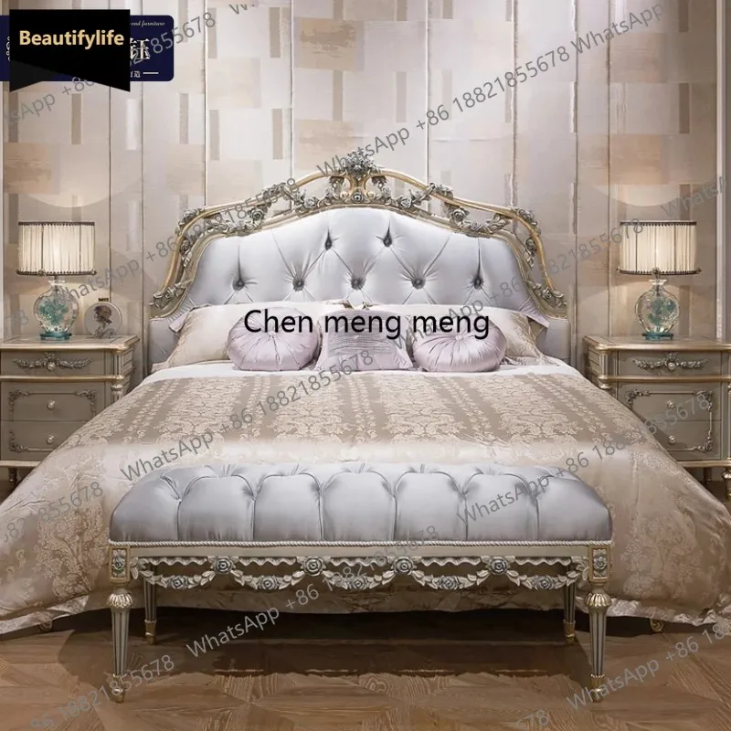 

M183 Элитный европейский прикроватный табурет из массива дерева, французский табурет для переобувания в стиле легкой роскоши, табурет для спальни/дивана