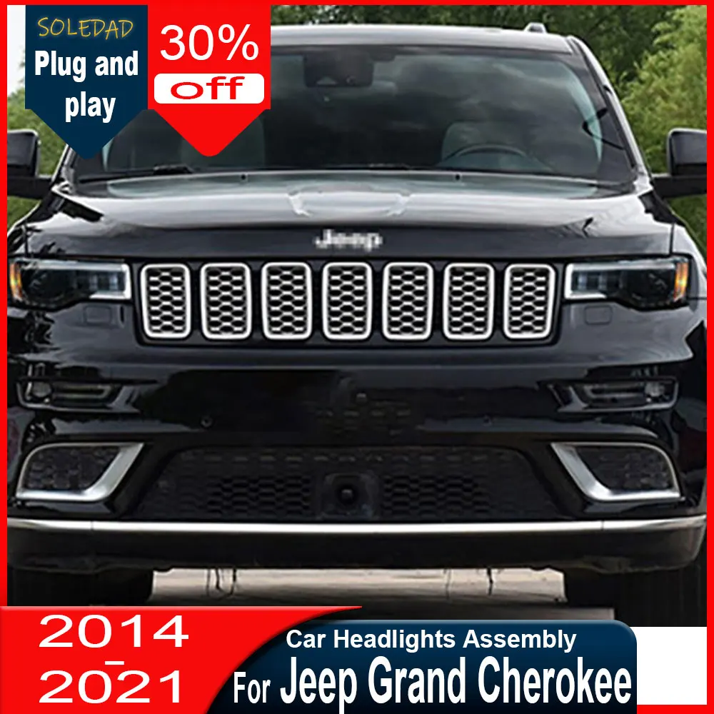 

Для Jeep Grand Cherokee 2014-2022: Полностью светодиодные фары в сборе с проекционными линзами, аксессуары для авто, установка Plug and Play