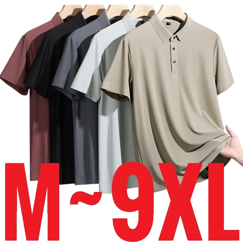 Eisseide Herren Poloshirts Kurzarm-Bluse Schnelltrocknend Kühl Klassisch Große Größen 5XL 6XL 7XL 8XL Übergroß Locker Sommer Freizeit