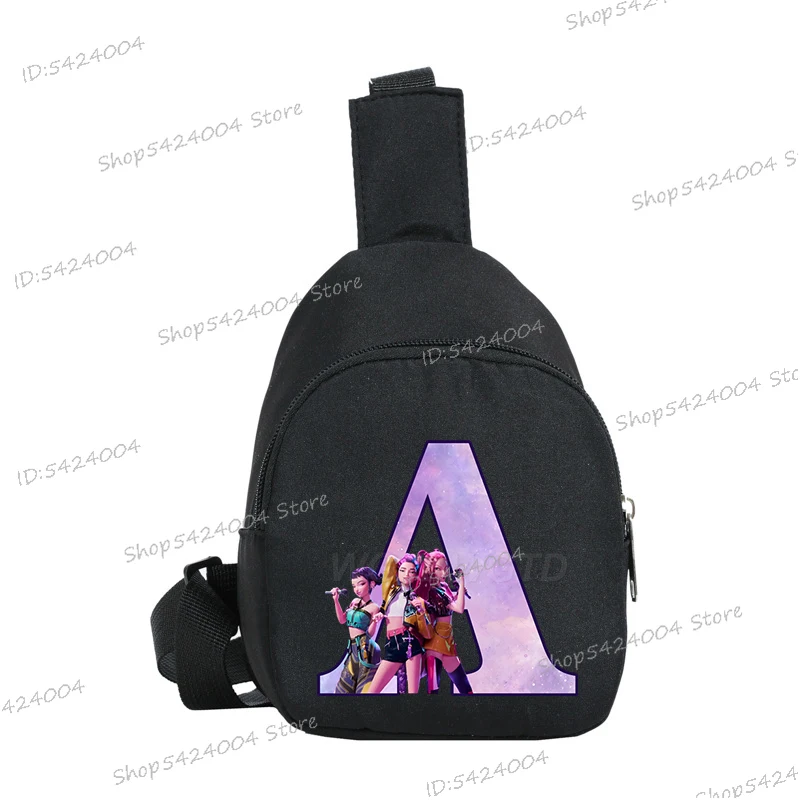 Bolso de pecho para niños, bonito bolso cruzado con 26 letras de personajes de película, bolsa para dinero para niñas y niños, bolso de hombro a la moda con cremallera para mujeres y hombres