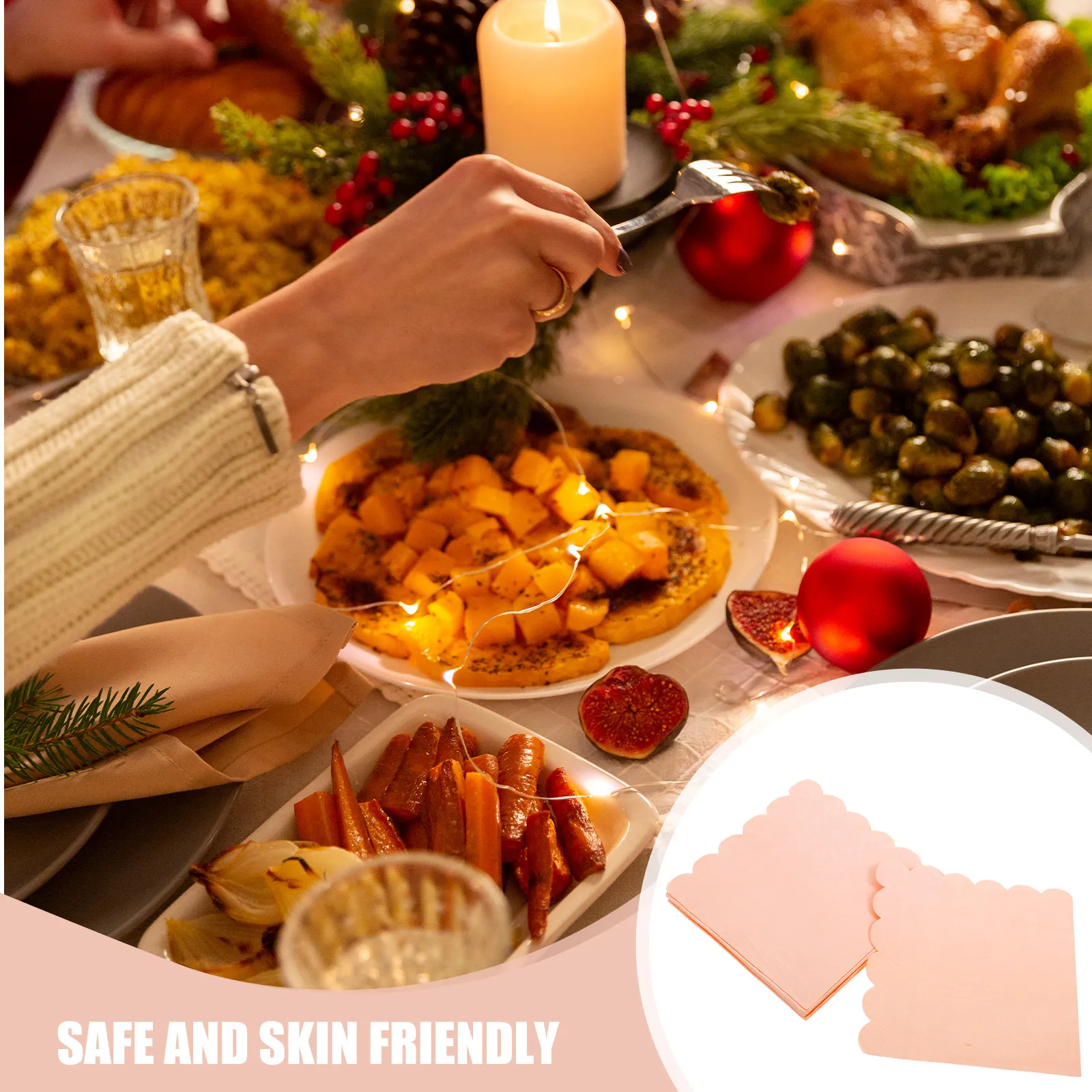 

20 штук элегантных салфеток с волнистым краем, мягкие, приятные для кожи, одноразовые, для свадеб, ужинов, мероприятий, праздничного стола