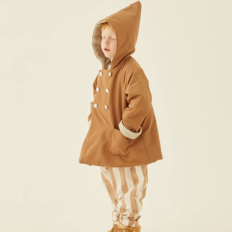 

Children's Fleece Lined Windbreaker Jacket Autumn Winter New Style Fashionable Warm Boys Girls Kids Winter Clothes Baby Wear